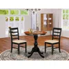 East West Furniture 3-piece Dining Room Set Include A Wood Table And 2 Linen Fabric Kitchen Chairs With Ladder Back - Bl