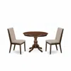 East West Furniture 3 Piece Dining Room Table Set - Mahogany Breakfast Table And 2 Light Tan Linen Fabric Kitchen & Dini In Multi
