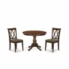 East West Furniture 3 Piece Dining Room Table Set - Mahogany Wood Table And 2 Mahogany Linen Fabric Dining Room Chairs W In Brown