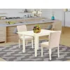 East West Furniture 3-piece Dining Room Table Set-a Dinning Table And 2 Linen Fabrickitchen Chairs With High Back - Line