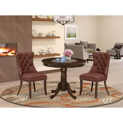 East West Furniture 3 Piece Dining Set In Brown