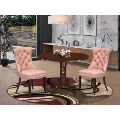East West Furniture 3 Piece Dining Set In Brown