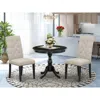 East West Furniture 3 Piece Dining Set Consists Of 1 Modern Dining Table And 2 Doeskin Linen Fabric Dining Chairs Button