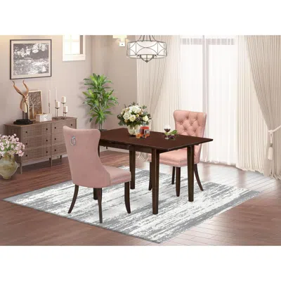 East West Furniture 3 Piece Dining Set Consists Of A Rectangle Kitchen Table With Butterfly Leaf