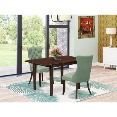 East West Furniture 3 Piece Dining Set Consists Of A Rectangle Kitchen Table With Butterfly Leaf