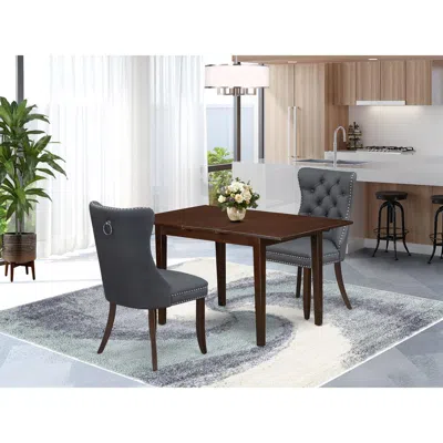 East West Furniture 3 Piece Dining Set Consists Of A Rectangle Kitchen Table With Butterfly Leaf In Brown