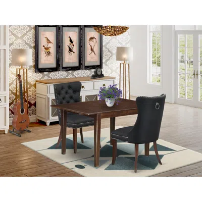 East West Furniture 3 Piece Dining Set Consists Of A Rectangle Kitchen Table With Butterfly Leaf In Multi