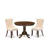 East West Furniture 3 Piece Dining Set Consists Of A Round Kitchen Table With Pedestal