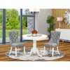 East West Furniture 3 Piece Dining Set Consists Of A Round Kitchen Table With Pedestal