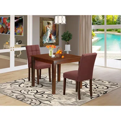 East West Furniture 3 Piece Dining Set Contain A Dinner Table In Brown