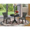 East West Furniture 3 Piece Dining Set Contains 1 Dining Table And 2 Dark Gotham Grey Linen Fabric Dining Chairs Button 