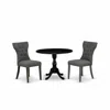 East West Furniture 3 Piece Dining Set Contains 1 Drop Leaves Table And 2 Dark Gotham Grey Linen Fabric Dining Chairs Bu In Multi