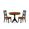 East West Furniture 3-piece Dining Set Contains A Modern Dining Table And 2 Dining Chairs With X Back - Black Finish