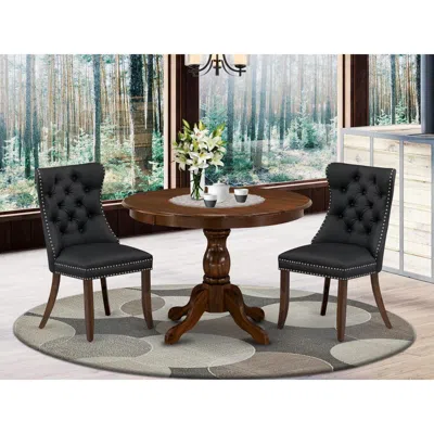 East West Furniture 3 Piece Dining Set For Small Spaces Consists Of A Round Kitchen Table