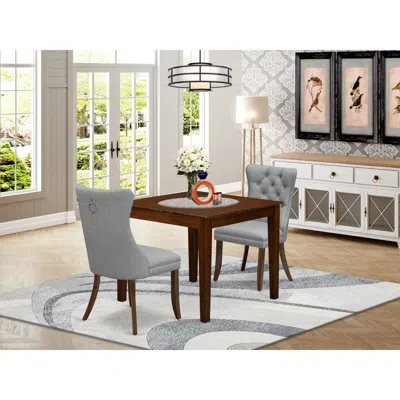 East West Furniture 3 Piece Dining Set For Small Spaces Consists Of A Square Kitchen Table In Gray