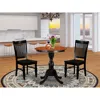East West Furniture 3-piece Dining Set Include A Wooden Dining Table And 2 Dining Chairs With Slatted Back - Black Finis