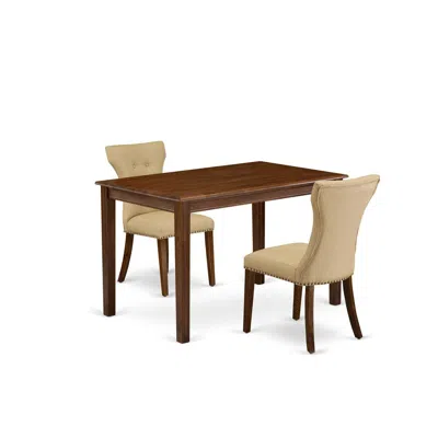 East West Furniture 3 Piece Dining Set Includes A Rectangle Kitchen Dining Table In Brown