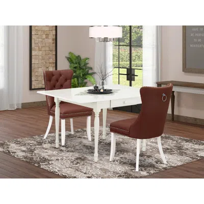 East West Furniture 3 Piece Dining Table Set In Brown