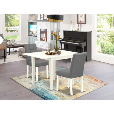 East West Furniture 3 Piece Dining Table Set In Gray