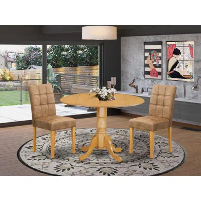 East West Furniture 3 Piece Dining Table Set In Black