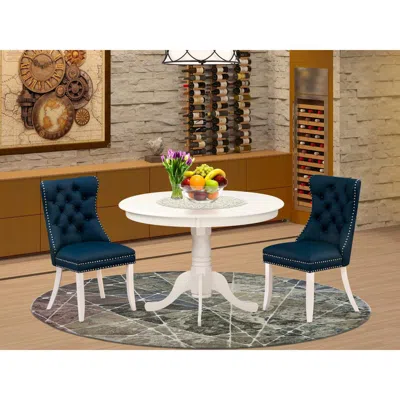 East West Furniture 3 Piece Dining Table Set In Brown