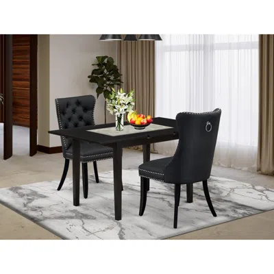 East West Furniture 3 Piece Dining Table Set In Black