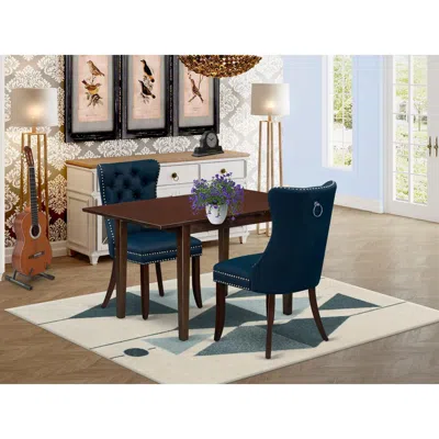 East West Furniture 3 Piece Dining Table Set In Multi