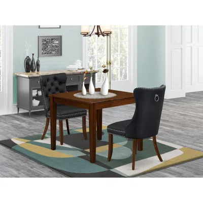 East West Furniture 3 Piece Dining Table Set In Brown