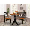 East West Furniture 3-piece Dining Table Set Consist Of Dining Table And 2 Wooden Chairs With X Back - Black Finish
