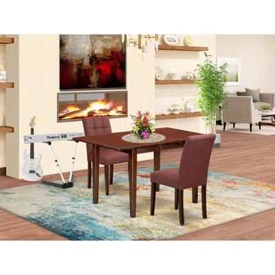 East West Furniture 3 Piece Dining Table Set Consists A Dining Table In Blue