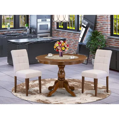 East West Furniture 3 Piece Dining Table Set Consists A Mid Century Table In White