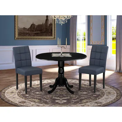 East West Furniture 3 Piece Dining Table Set Consists A Wood Table