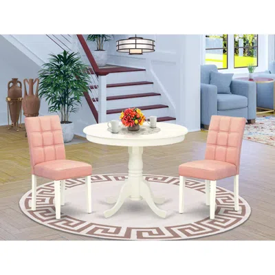 East West Furniture 3 Piece Dining Table Set Consists A Wood Table