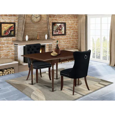 East West Furniture 3 Piece Dining Table Set Consists Of A Rectangle Kitchen Table With Dropleaf