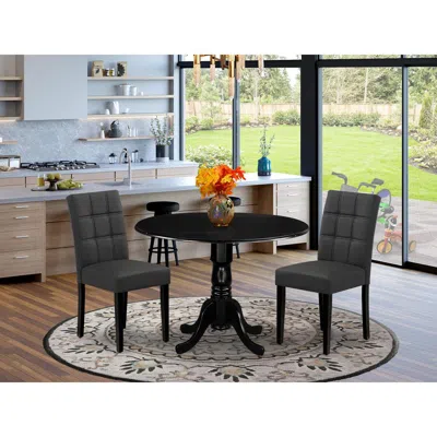 East West Furniture 3 Piece Dining Table Set Contain A Wood Table In Gray