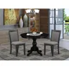 East West Furniture 3-piece Dining Table Set Contains A Dinner Table With Drop Leaves And 2 Dark Gotham Grey Linen Fabri