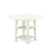 East West Furniture 3 Piece Dining Table Set Contains A Round Dining Table With Dropleaf & Shelves