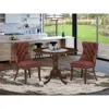 East West Furniture 3 Piece Dining Table Set Contains A Round Kitchen Table With Dropleaf