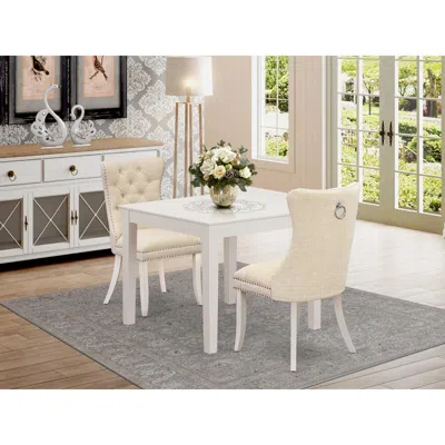 East West Furniture 3 Piece Dining Table Set Contains A Square Kitchen Table In Neutral