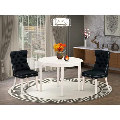 East West Furniture 3 Piece Dining Table Set For Small Spaces
