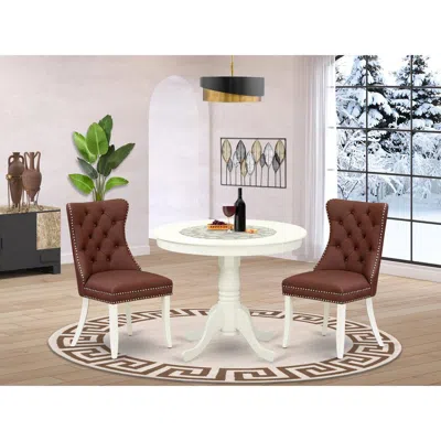 East West Furniture 3 Piece Dining Table Set For Small Spaces In Multi