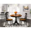 East West Furniture 3-piece Dining Table Set Include A Dinner Table And 2 Dinning Chairs With Napoleon Back - Black Fini