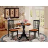 East West Furniture 3-piece Dining Table Set Include A Round Dining Table And 2 Wooden Chairs With Slatted Back - Black 