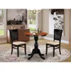 East West Furniture 3-piece Dining Table Set Include A Wood Table And 2 Linen Fabric Kitchen Chairs With Slatted Back - 