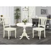 East West Furniture 3 Piece Dining Table Set Includes 1 Round Pedestal Dining Table And 2 Linen White Dinning Room Chair