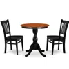 East West Furniture 3-piece Dinner Table Set Consist Of Mid Century Table And 2 Wooden Chairs With Slatted Back - Black 