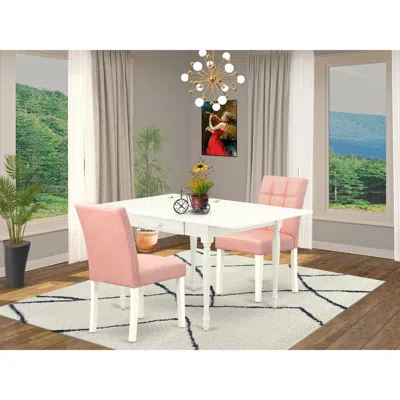 East West Furniture 3 Piece Dinner Table Set Contain A Dining Table