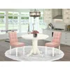 East West Furniture 3 Piece Dinner Table Set Contain A Mid-century Dining Table