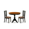 East West Furniture 3-piece Dinner Table Set Contains A Dining Table And 2 Faux Leather Kitchen Chairs With Slatted Back