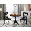 East West Furniture 3-piece Dinning Room Set Contains A Wooden Table And 2 Wooden Dining Chairs With Double-x Back - Bla